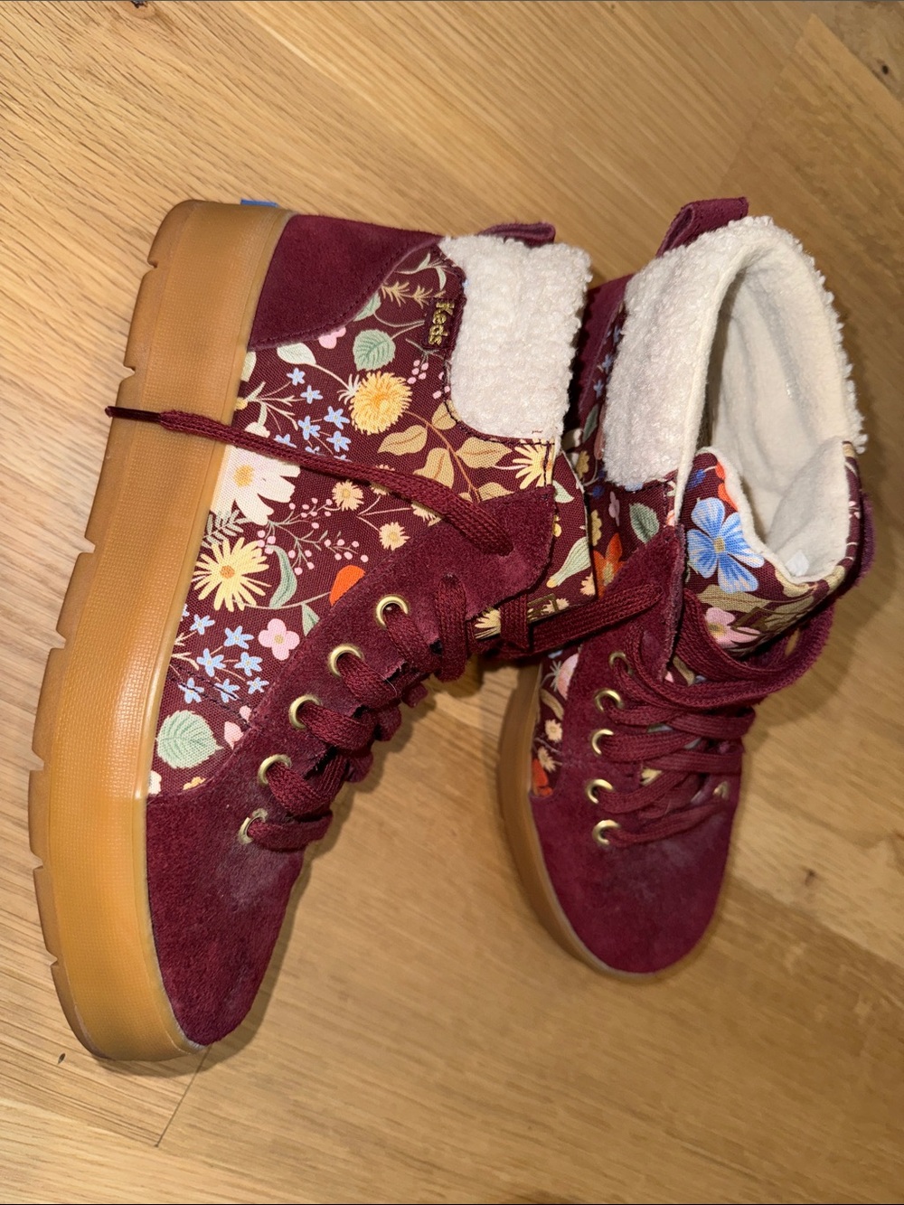 Keds Rifle Paper Co Burgundy Floral Ankle Boots women’s size 6.5